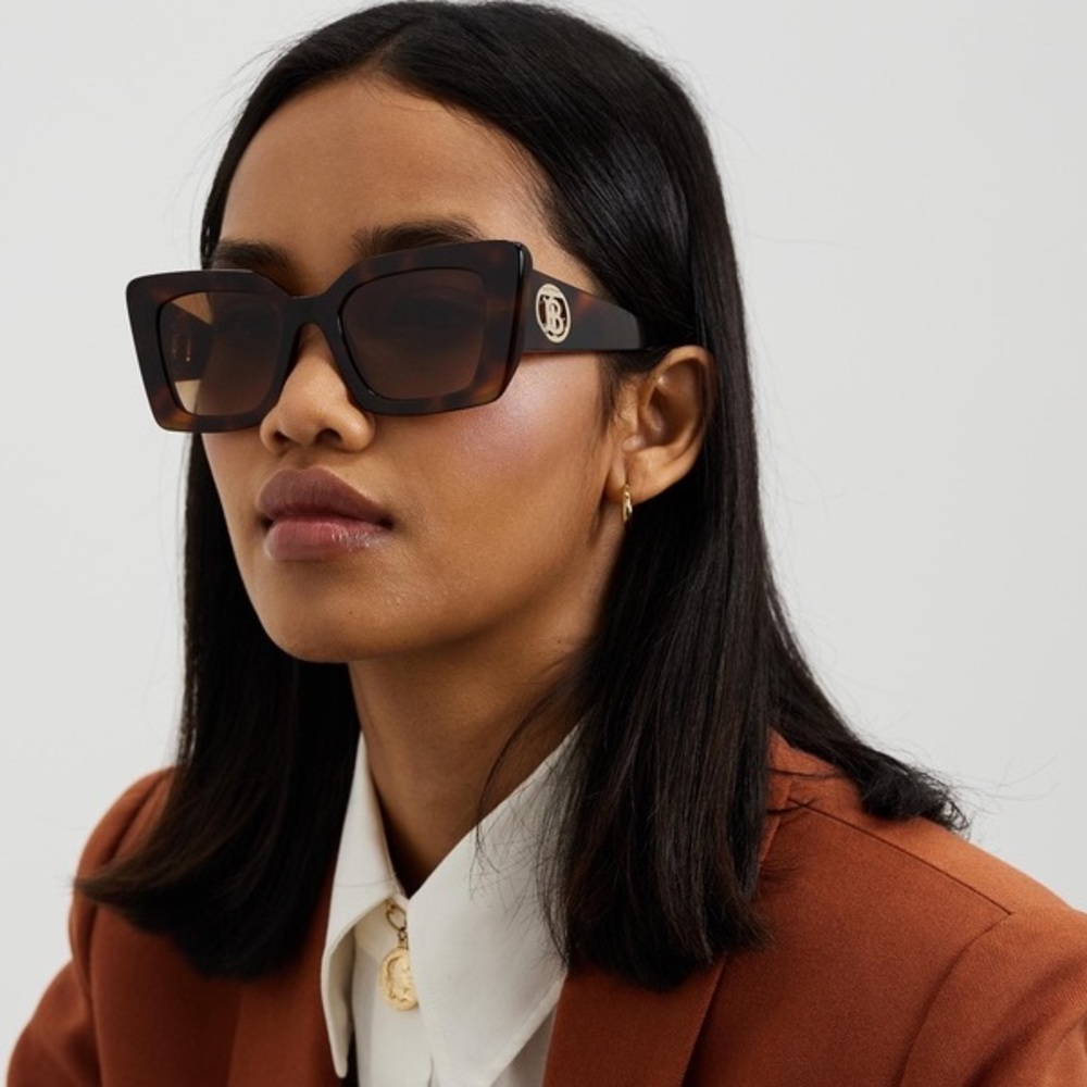 NEW BURBERRY DAISY BE4344 WOMEN HAVANA BROWN CAT EYE SUNGLASSES BE4344F 331613 - Picture 5 of 14